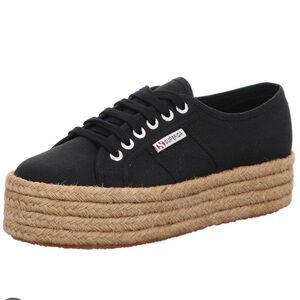 Superga Women's Black Platform Espadrilles
